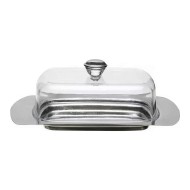 Manteigueira 19cm Por 12,7cm Em Aço Inox Com Tampa De Acrílico
